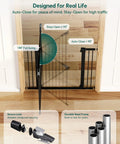 Auto Close Baby Gate For Doorways And Stairs 26 To 40 Inch Pressure Mounted No Drill Safety Gate with 180° full swing open feature