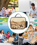 Insulated Lunch Bag With Desert Cactus And Cowboys Riding Horses Design for picnic, office, beach, and school use.