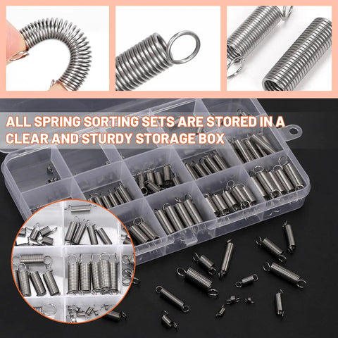 150 Piece Extension Spring Kit in 15 Sizes Stainless Steel Small Springs in storage box for home repairs and DIY projects