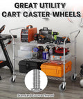Wire shelving cart with 4 Inch Caster Wheels Set Of 4 With Standard Course Threaded Stem And One And A Half Inch Shaft Heavy Duty TPR Swivel Casters