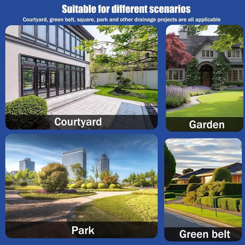 Scenarios for installing Beefy U Shaped Drainage Channel With Stainless Steel Grate including courtyard, garden, park, green belt