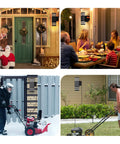 Outdoor Dusk To Dawn Light With Built In GFCI Outlet illuminating diverse home activities and decor settings at night.