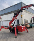 Pro Grade Mini Crawler Crane With Three Ton Hydraulic Lift System And Portable Folding Electric Hoist Plus Fly Jib for outdoor lifting.