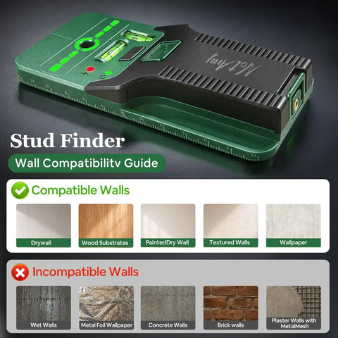 6 In 1 Stud Finder Wall Scanner With Cross Line Laser Detect Wood Studs And Live AC Wires Dual Bubble Levels Built In Ruler for drywall