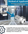 Heavy Duty M6 X 16Mm Rack Mount Screws And Cage Nuts, 45 Piece Solid Hardware Kit For Server Cabinets And Router Shelves, Square Hole Fasteners, No Sweat Rack Install, Silver, featuring a cage nut and screw.