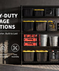Heavy Duty Wire Shelving Rack With Five Tier Carbon Steel Build And 640 Pound Load Rating That Really Knocks The Clutter Out Of The Park For Your Home Or Garage, holding storage bins and tools.
