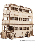 Knight Bus 3D Puzzle With 268 Pieces And 7.7 Inch Build Size Transformable Triple Decker Design, Spring Powered Motor, Flip Gear Coasting, Pre Laser Cut Wood Panels And No Glue Needed For Quick Hands On Fun wooden bus model