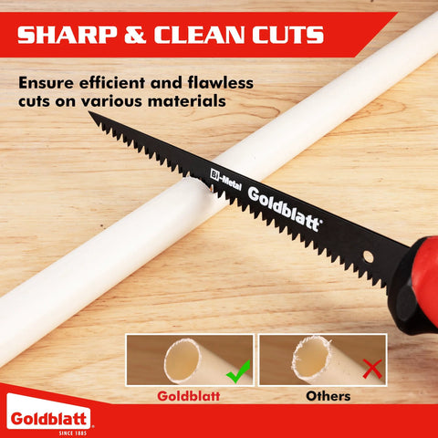 Goldblatt drywall saw, 6-inch jab saw with soft-grip red handle and 8 TPI bi-metal blade