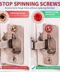 45 Piece Stripped Screw Hole Repair Kit For Wood And Furniture Fixes For Door Hinges And Cabinets Fits Two To Sixteen Wood Screws With Push In Plugs red plug in wood hinge repair