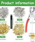 640Pcs Grommet Tool Kit With Eyelet Pliers And Washers Twelve Millimeter Inside Diameter Grommets One Half Inch