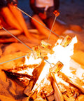 32 Inch Telescoping Marshmallow Roasting Sticks Set For Campfire Open Fire Pit S'mores Skewers Perfect For Roasting Marshmallows, Hot Dogs, And Sausages, 5 Pack With Bright Color Tips For Easy Grilling And Campout Vibes All Night at a campfire.