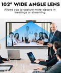 Business meeting demonstrating 102° wide angle lens capability of Dope 8MP USB Camera Module With Built In Microphone For Lightburn Laser Engraver