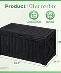120 Gallon Outdoor Storage Box With Lid, Lockable, Waterproof And UV Resistant, Resin Deck Box With Wood Grain Look