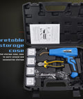 Open case of 2 In 1 Plastic Welder And Hot Stapler Repair Kit With Smoothing Tips, 400 Staples, Car Bumper Fix, 110V Blue