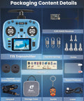 Packaging content of 2.4GHz ELRS Transmitter With Nano Receiver And VS M Hall Gimbal EdgeTX IPS Color Touchscreen Controller