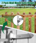 2 pack stainless steel gate hinges with 5/8 inch pins, wall mount, rust-resistant, for framed doors and gates, easy installation