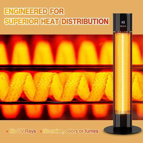 Grab And Go 1500W Infrared Patio Heater For Outdoor And Indoor Use Portable Black Electric Heater Delivers Sun Like Warmth