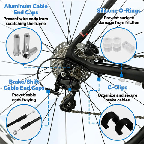 All In One 103 Piece Bike Brake Cable Kit With Stainless Steel Wire Cutter Includes Brake And Shifter Cables End Caps O Rings C Clips