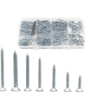 Hella Tough Phillips Flat Head Wood Screws Assortment Kit With Driver Bit, Heavy Duty Fasteners in various sizes.
