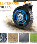 Heavy Duty Collapsible Wagon Cart With Wheels For Easy Grocery Runs And Outdoor Hauls, 220-Lb Capacity, wheel close-up on terrain