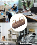 Walnut Wood Business Card Holder For Desk And Office, Wooden Card Display Stand in various office settings