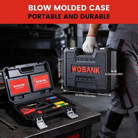 Person holding the blow molded case of One Hand Rivet Nut Tool Kit All In One For Tight Spaces 8 Inch Tool and 160 Nuts