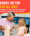 Sweet Bug Hotel Kit for Kids Easy Cedar Wood Insect House Craft Kit shown with child and adult assembling it on a table.