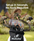 Heavy Duty Tree Swing Straps And Hammock Straps Kit For Trees showing setup, D-ring and carabiner in a black bag outdoors
