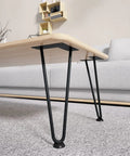 Hairpin Leg Set 16 Inch Black Metal Table Legs With Rubber Floor Protectors, mid-century modern design under wooden table