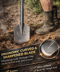SDS Max Clay Spade Bit 4.5 By 17 Inch Heavy Duty 40CrMo Steel Shovel Bit for Rotary Hammer shown digging clay soil.