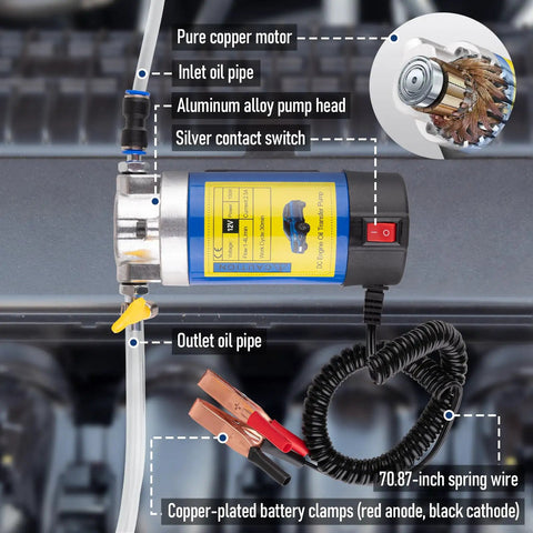 12V 100W Oil Extraction Pump For Ultra Quiet Fluid Transfer No Fuss Self Priming Oil Change Kit For Cars Boats Motorcycles Mowers And RVs With 3 Hoses And Adapters