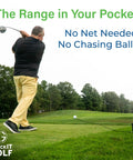 Golfer using Game Changing Golf Training Aid For Home Use With Pro Grade Swing Trainer And Essentials on a green field