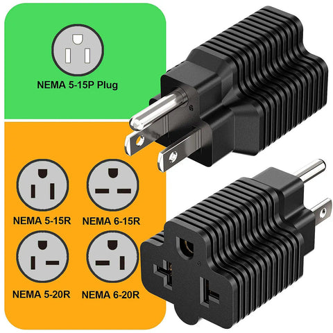 All In One NEMA Power Adapter Plug And Play Converts 125V 15A Household To 250V 20A NEMA T Blade For EV Charging image showing 4-in-1 design