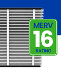 Close-up of 416 Replacement Filter For Your Whole House Air Purifiers MERV 16 For Allergy Asthma And Virus Defense 16x25x4 Air Filter