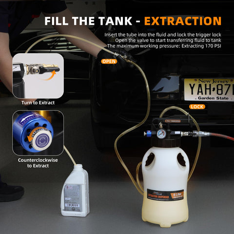 Pneumatic Transmission Fluid Pump And Dispenser Kit With 2.6 Gallon Tank 2 Way Operation Hands Free Trigger Lock