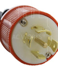 Roughneck Nema L21 30 Power Cord 100 Foot 3 Phase Industrial Rubber Extension Cable with secure locking plug