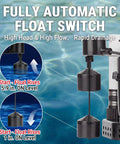 Fully automatic float switch for Rugged Under Sink Utility Pump System Offering Dead Simple Basement Drainage With Solid Cast Aluminum Basin.