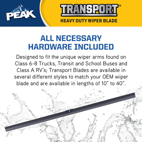 Heavy Duty Flat Windshield Wiper Blade 15 Inch Replacement For Class 6 To 8 Trucks And Rvs With Saddle Arm Commercial Metal Frame in water.