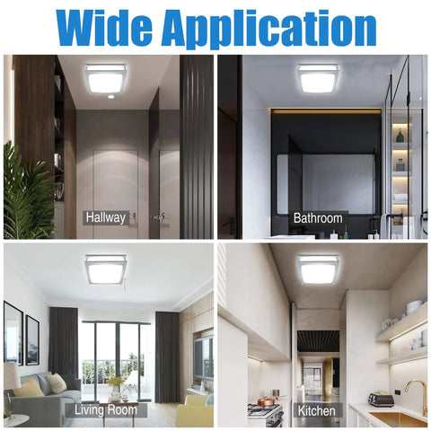 Light Up Your Space With This Dope 12 Inch LED Square Flush Mount Ceiling Light, 15W Double Ring in hallway, bathroom, living room, kitchen