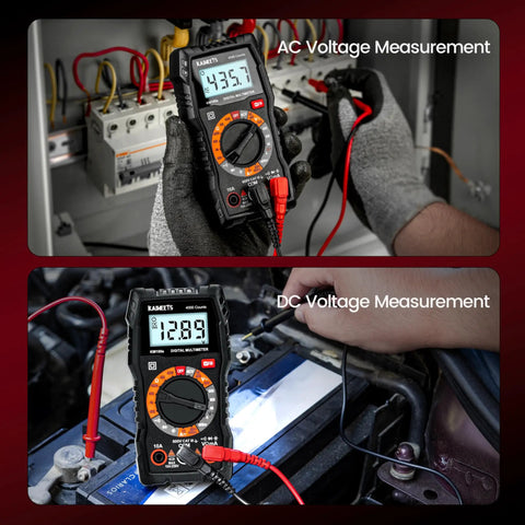 Pro Grade Digital Multimeter 4000 Counts for Home and Auto Use, Voltage Tester With ACDC Readings, Ohms, Continuity, Diode, Capacitance, NCV, Handy Battery Indicator, DIY Electrical Tool, handheld in AC/DC tests