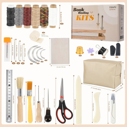 All In One Book Binding Kit With Wooden Book Press 13 By 7.9 Inches Pro Grade Tools Like Bone Folder Awl Needles Waxed Thread