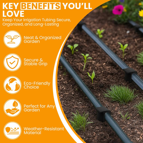 Heavy Duty One-Half Inch Irrigation Tubing Anchor Stakes Six Inch Long, 32-Pack For Securing Garden Hoses In Planters