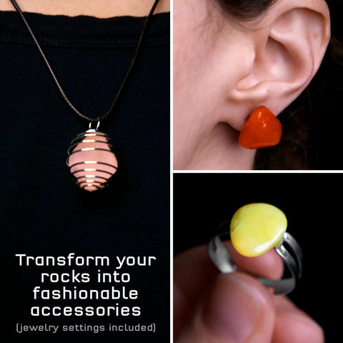 Fashion accessories made with polished stones from the Kids Rock Tumbler Kit With Built In Timer, Leak Proof Noise Reducing Barrel.