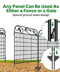 Diagram of 4 Panels 44In High By 12 Ft Long Heavy Duty Decorative Garden Fence Gate With Leaves Metal Wire Panels Rustproof
