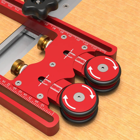 CNC Machined Aluminum Alloy Double Wheel Bearing Roller Features Wide Nonskid Rubber Wheels for Router Table support.