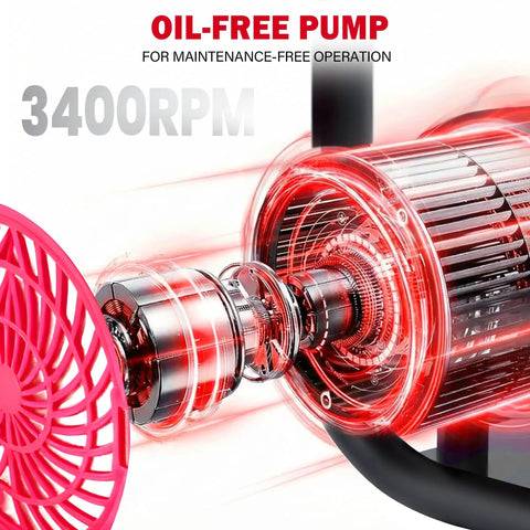 Jingren 2 Gallon Oil Free Air Compressor With Hose Only 68dB Super Silent 120PSI Max 1.2HP Portable For Nails And Tires No Noise Just Work