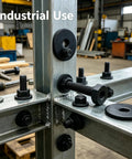 50 Pcs Quarter Inch Fender Washer Black Zinc Plated 1 Inch OD Flat Washers in use on metal beams, showcasing industrial application.