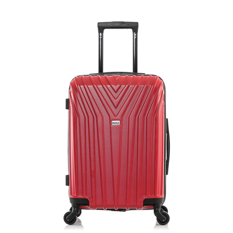 InUSA VASTY red hardshell carry-on luggage with 4 spinner wheels, 20-inch front view.