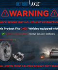Warning sign for Front Brake Kit With 12.99 Inch Rotors And Ceramic Pads For Chrysler Pacifica Town And Country Voyager Dodge