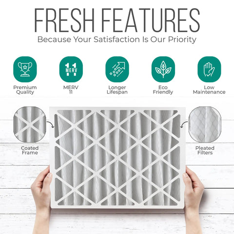 High Efficiency 16x20x4 Furnace Air Filter Replacement With MERV 11 Media, 2 Pack Includes Disposal Bag, Actual Size 15.94 By 19.75 By 4.38 Inches, HVAC Filter For Cleaner Indoor Air, Breathe Easier And Save Energy features